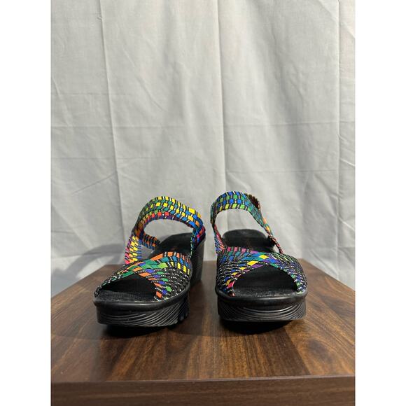 Bernie Mev Wedge Sandals Womens 41 US 10 Rainbow Colorful Fame Woven Comfort - Picture 7 of 9